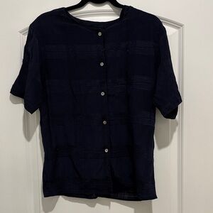 Anne Klein Dark Blue Silk Blouse